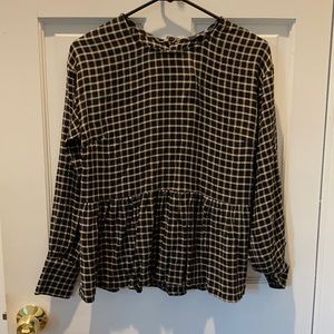 Madewell windowpane peplum top